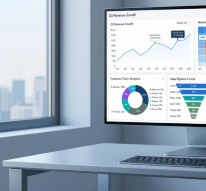 High-level data visualization dashboard illustrating performance metrics
